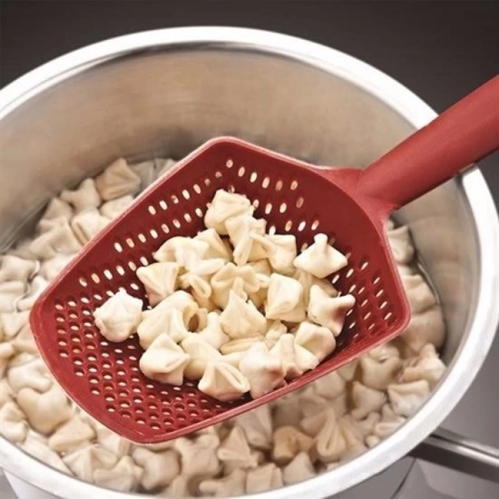 BUFFER® Isıya Dayanıklı Plastik Süzgeçli Kızartma ve Sebze Haşlama Kepçesi