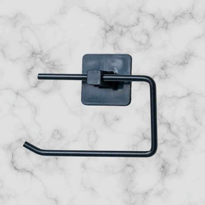 BUFFER® Kendiliğinden Yapışkanlı Siyah Paslanmaz Metal Kapaksız Tuvalet Kağıtlığı Aparatı