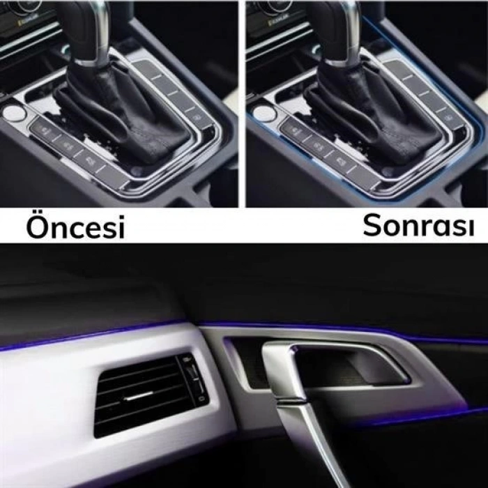 BUFFER® Mavi Araba OtoTrim Dekorasyon Şeridi Kauçuk Elastik Kolay Kurulum 5 metre Şerit Bant