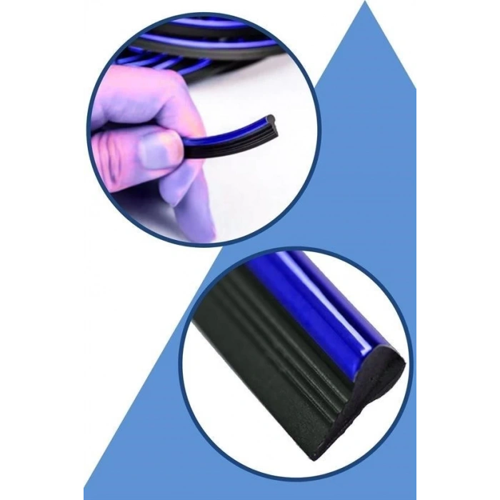 BUFFER® Mavi Araba OtoTrim Dekorasyon Şeridi Kauçuk Elastik Kolay Kurulum 5 metre Şerit Bant