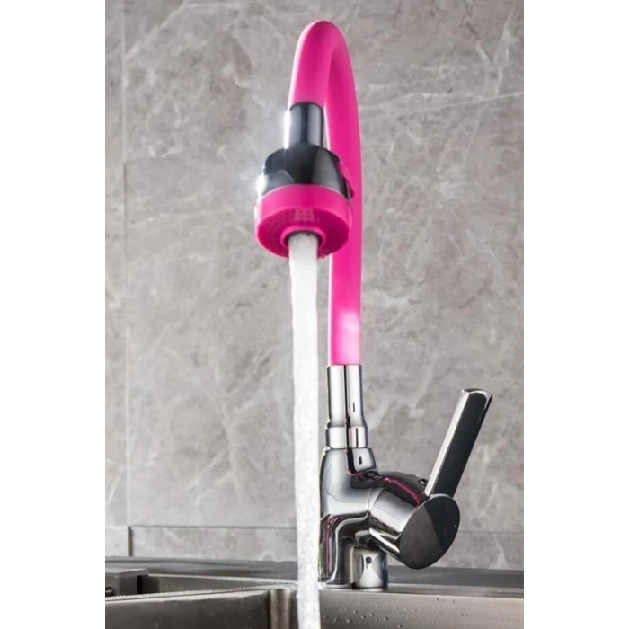 BUFFER® Oynar Başlıklı Tasarruflu Kubar Musluk Borusu ve Başlığı Pembe