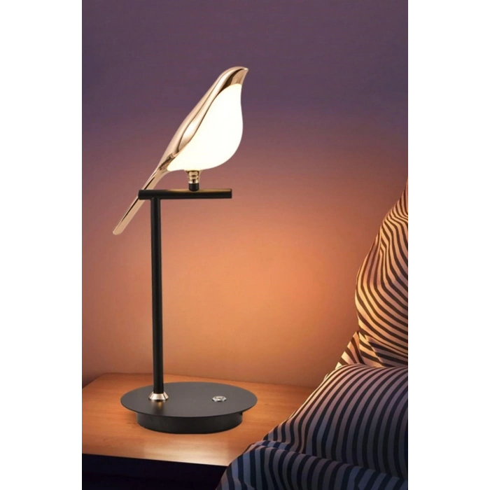 BUFFER® Saksağan Kuş Modeli Tekli Dokunmatik Aydınlatma Masa Üstü Gece Lambası Göz Korumalı Abajur