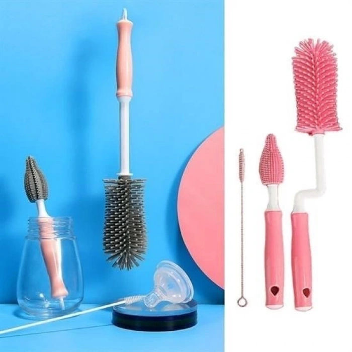 BUFFER® Silikon Uçlu Ekstra Yumuşak Kıllı Sağlam Kavanoz Bardak Şişe Ve Biberon Temizleme Fırçası