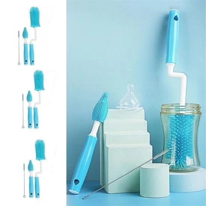 BUFFER® Silikon Uçlu Ekstra Yumuşak Kıllı Sağlam Kavanoz Bardak Şişe Ve Biberon Temizleme Fırçası