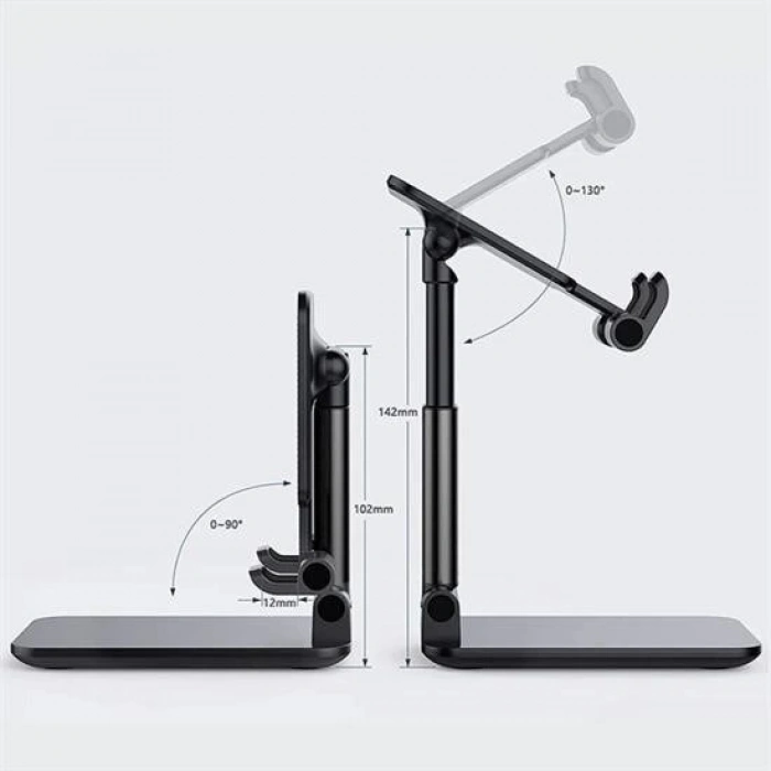 BUFFER® Siyah Aynalı Cep Telefonu Sabitleyici Stand Katlanabilir Ayarlanabilir Telefon Standı