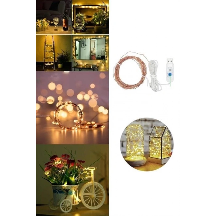 BUFFER® Yılbaşı ve Özel Konsept Dekorasyon 5 Mt USB Bağlantılı Led Işık