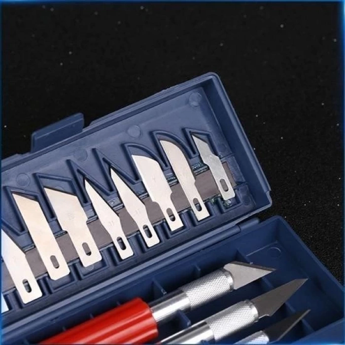 BUFFER® Zanaat 16 Parça Hobi Gravür Ahşap Heykel Çömlek Oyma Şekil Verme 13 Maket Bıçak Neşter Seti