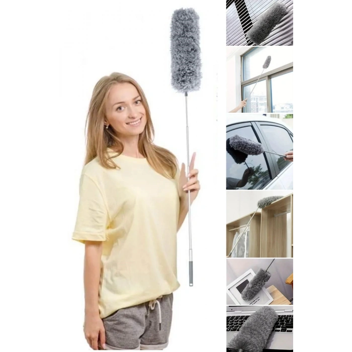 BUFFER®Teleskopik Bükülebilir Köşe Bucak Toz Alma Püskülü Dev Boy 280 cm