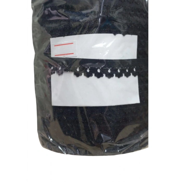 Çamaşır Lastiği Dantelli 1 cm 1 Metre Siyah