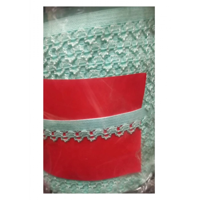 Çamaşır Lastiği Dantelli 1 cm 1 Metre Su Yeşili