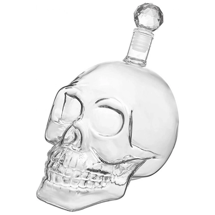 Crystal Head Kuru Kafa Cam Şişe Viski Likör Hediyelik Sürahi (1000 ML)
