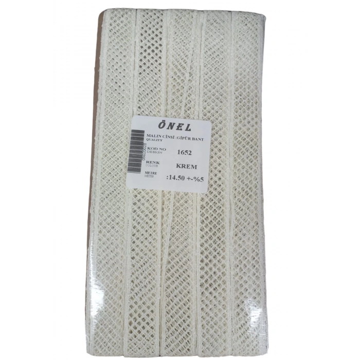 Dantel Polyester Güpür Bant Krem 14,50 Metre En 3 cm ON-1652-KR