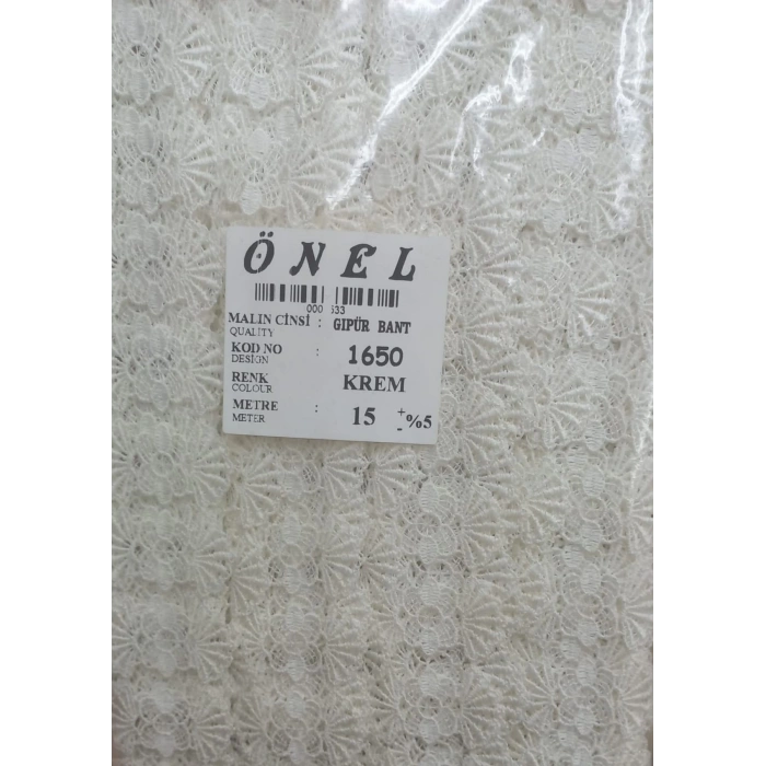 Dantel Polyester Güpür Bant Krem 15 Metre En 6 cm ON-1650-KR