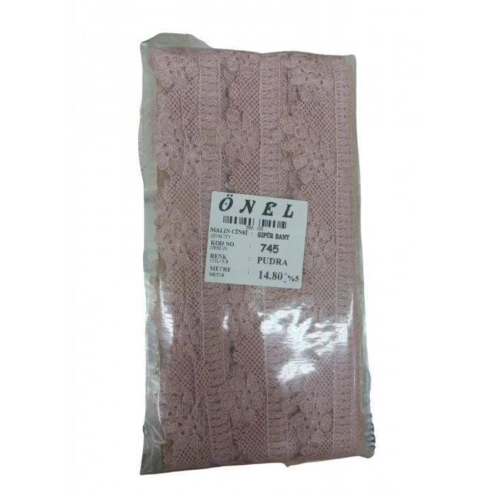Dantel Polyester Güpür Bant Pudra 14,80 Metre En 3 cm ON-745-PU