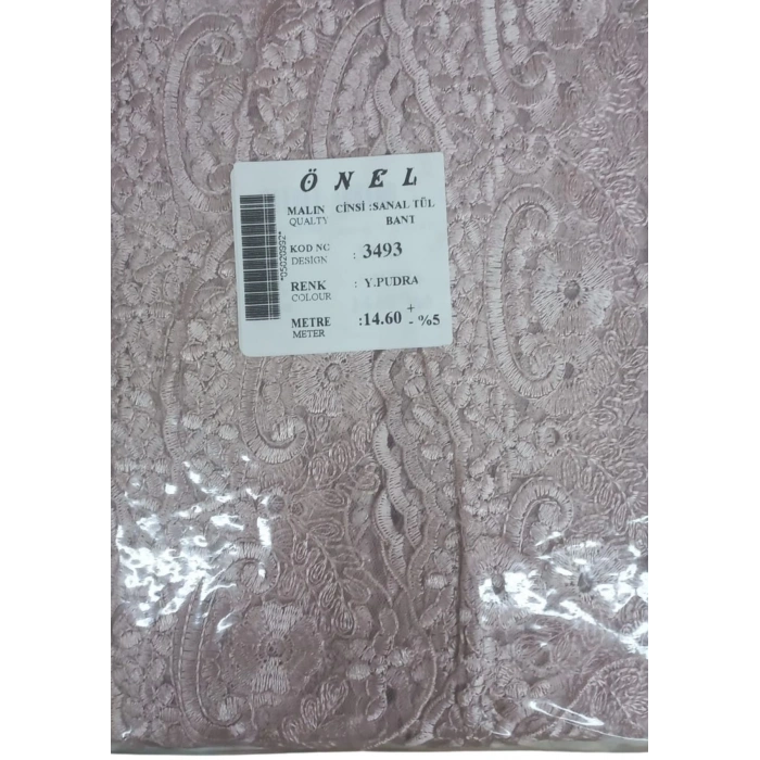 Dantel Polyester Sanal Tül Bant Y.Pudra 14,60 Metre En 6 cm ON-3493-PU