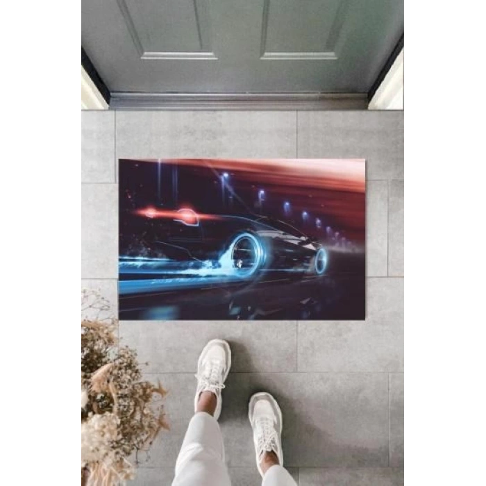 Dekoratif Dijital Araba Siyah Kapı Paspası Dış Mekan Paspas K-2121