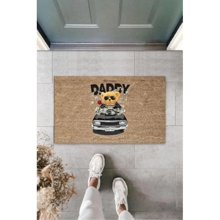 Dekoratif Dijital The Sugar Daddy Ayıcık Bej Kapı Paspası Dış Mekan Paspas K-3174