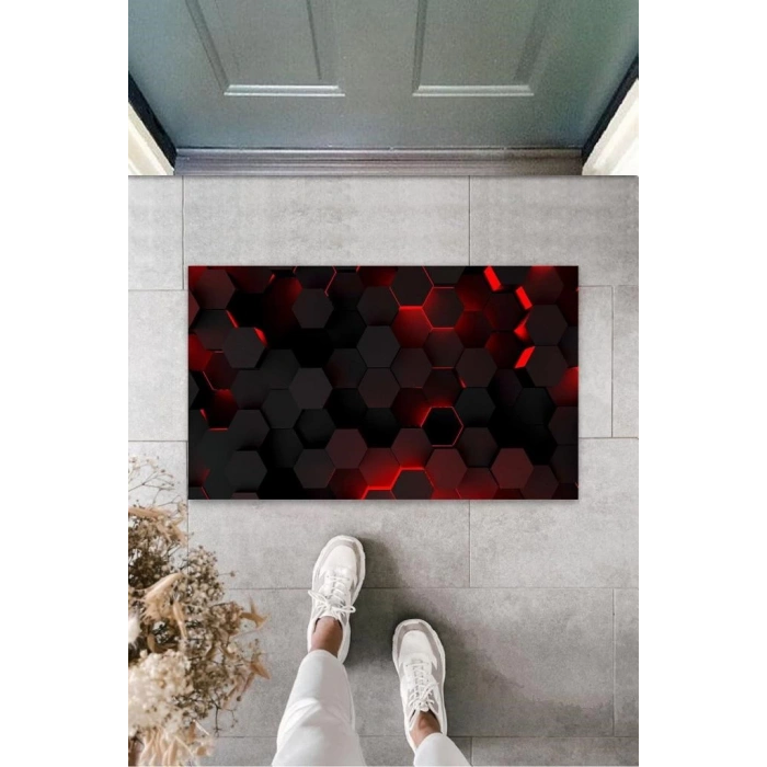 Dijital Baskı Siyah Petek Kapı Paspası