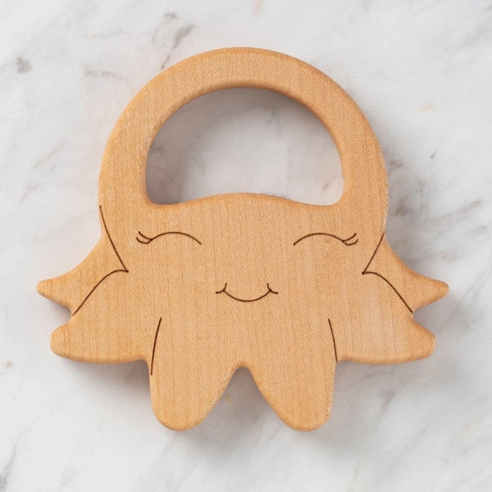 Hobi Baby Ahtapot Figürlü Organik Ahşap Diş Kaşıyıcı
