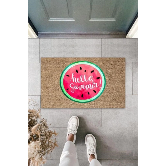 Kahverengi Kapı Önü Paspası Yuvarlak Karpuz Desen  K-3268