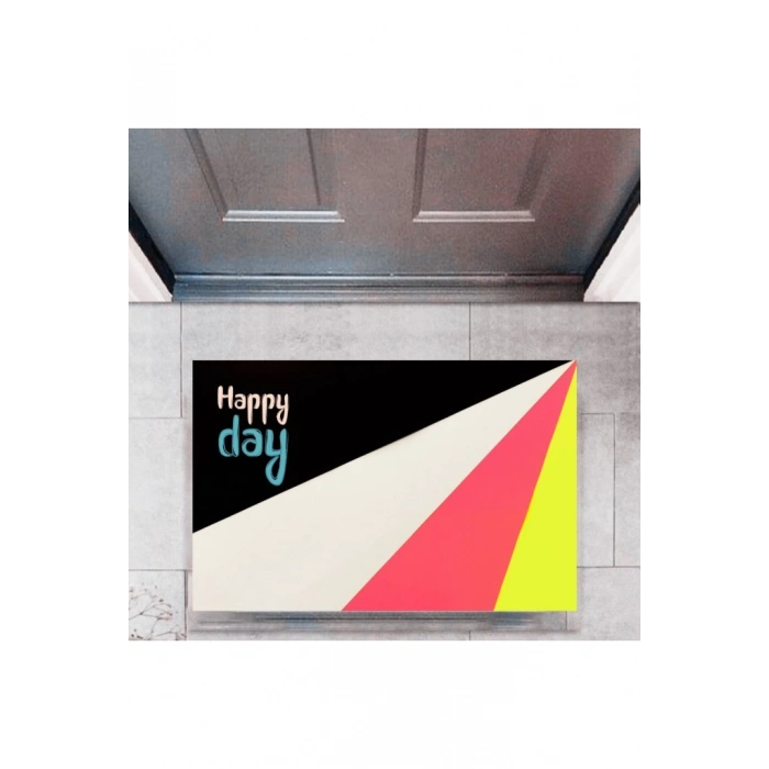 Kapı Önü Paspası Dekoratif Dijital Baskı Happy Day P-2322