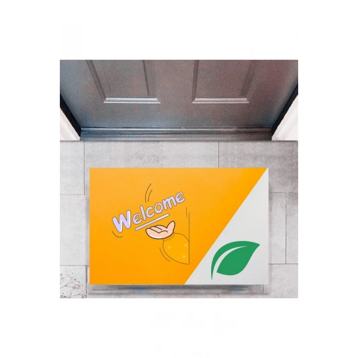 Kapı Önü Paspası Dekoratif Dijital Baskı Welcome P-2345