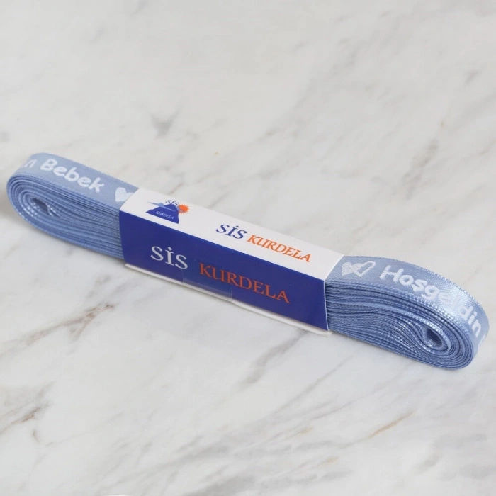 Loren Crafts 1cm 10 mt Mavi Saten Hoşgeldin Bebek Kurdele