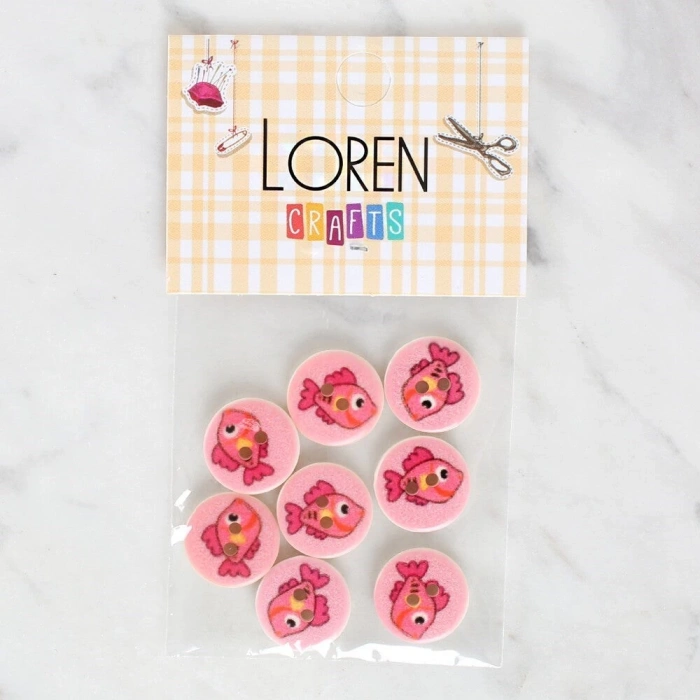 Loren Crafts 8li Balık Düğme - 1156