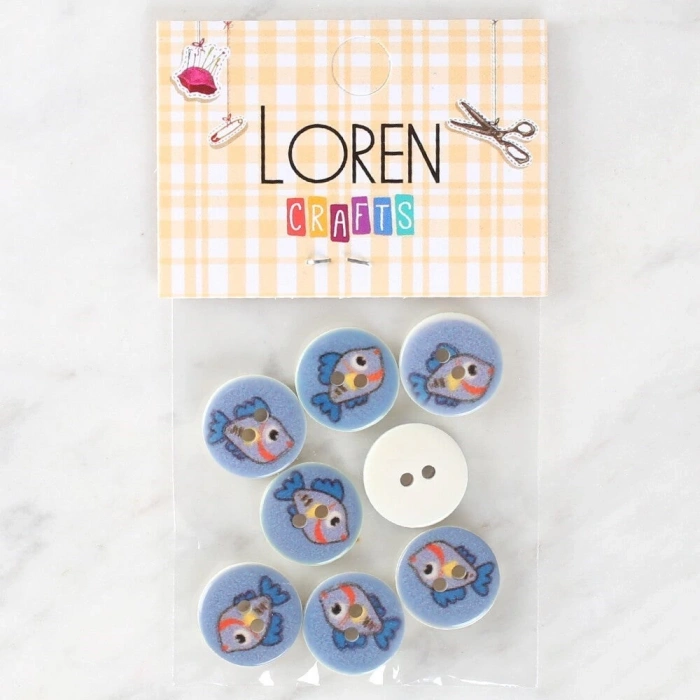 Loren Crafts 8li Balık Düğme - 1158