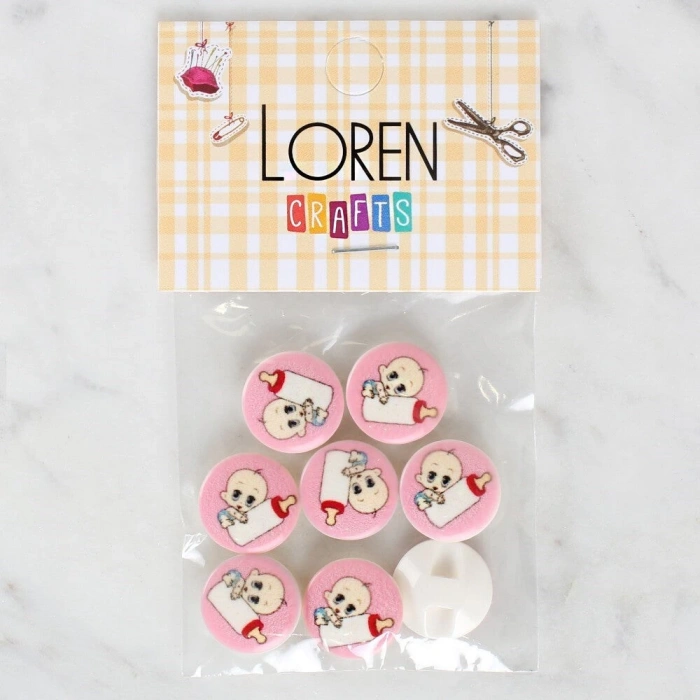 Loren Crafts 8li Biberonlu Bebek Düğme - 1028