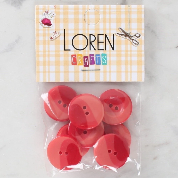 Loren Crafts 8li Düğme Kırmızı - 1128