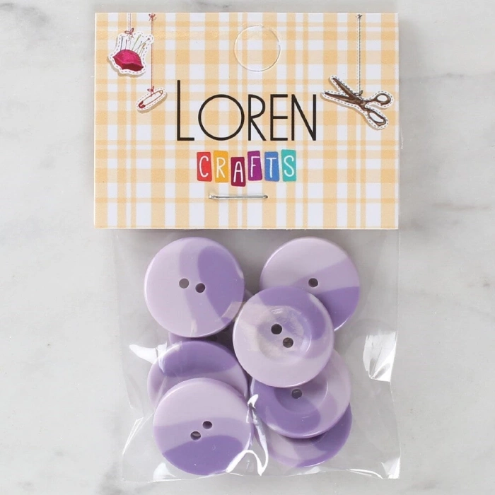 Loren Crafts 8li Düğme Mor - 1136