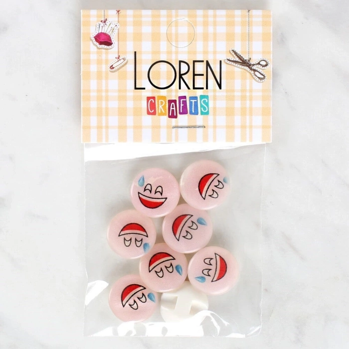 Loren Crafts 8li Gülen Yüz Düğme - 1017