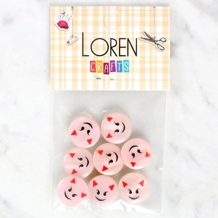 Loren Crafts 8li Gülen Yüz Düğme - 1023