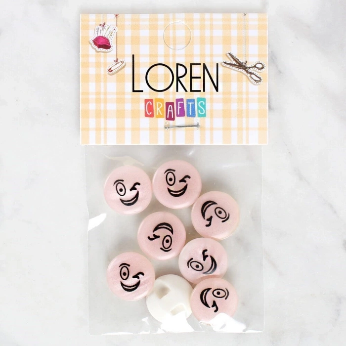 Loren Crafts 8li Gülen Yüz Düğme - 1024