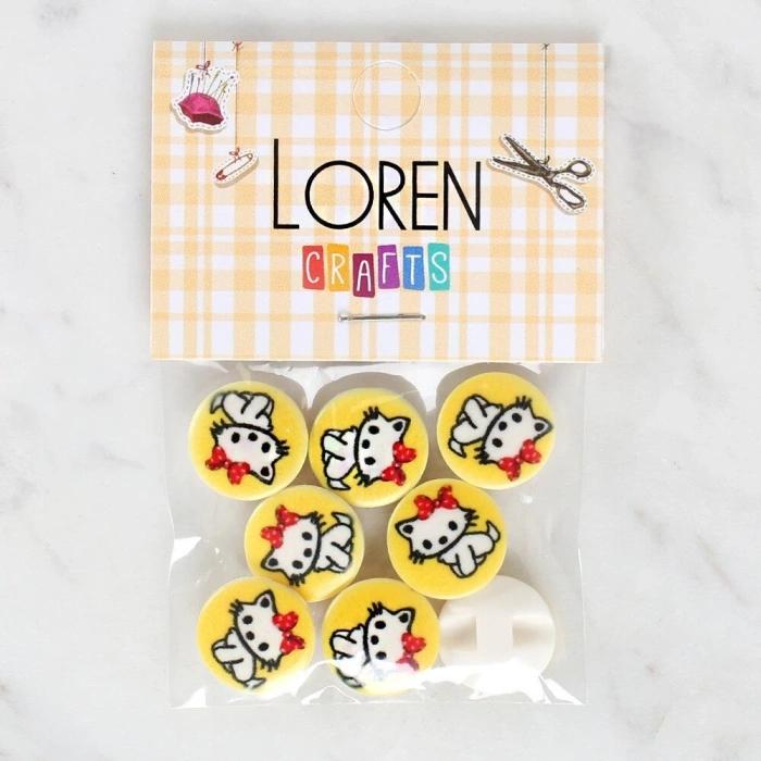 Loren Crafts 8li Kedi Düğme - 1063