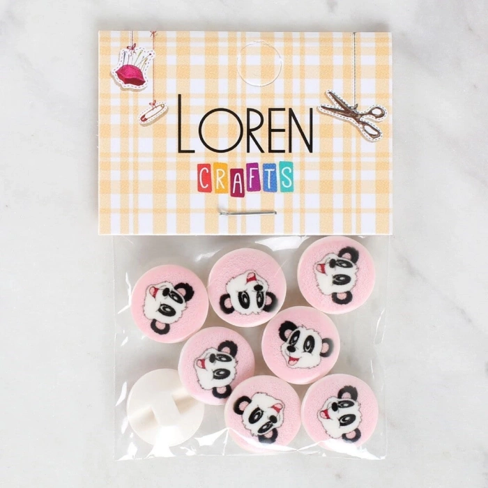 Loren Crafts 8li Panda Düğme - 1054