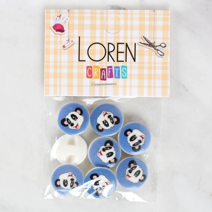 Loren Crafts 8li Panda Düğme - 1056