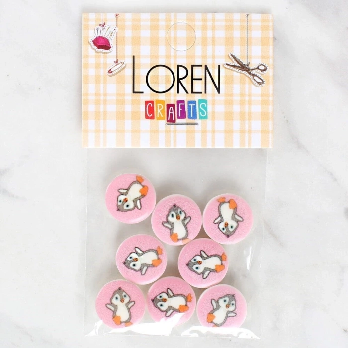 Loren Crafts 8li Penguen Düğme - 1038