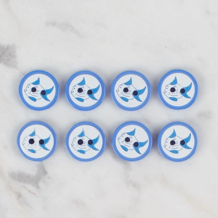 Loren Crafts koyu mavi 8 li balık düğme - 576