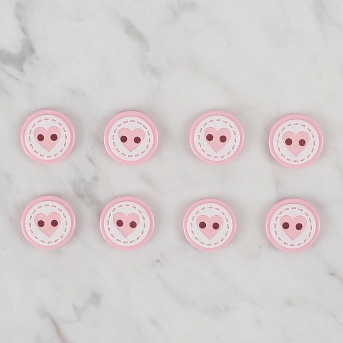 Loren Crafts pembe 8 li kalp düğme - 472