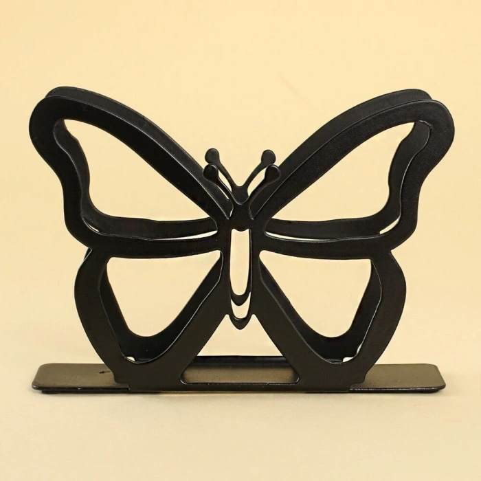 Loren Home Kelebek Siyah Metal Peçetelik