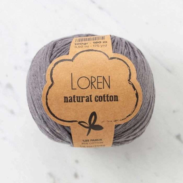 Loren Natural Cotton Antrasit El Örgü İpi - R082 - 33899