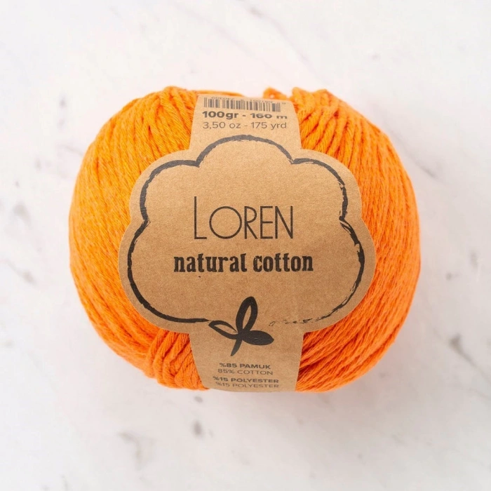 Loren Natural Cotton Koyu Turuncu El Örgü İpi - R096 - 33917
