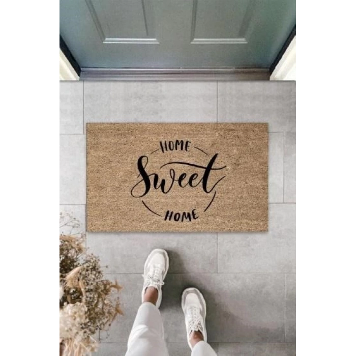 Siyah Kapı Önü Paspası Home Sweet Home Desen  K-3298