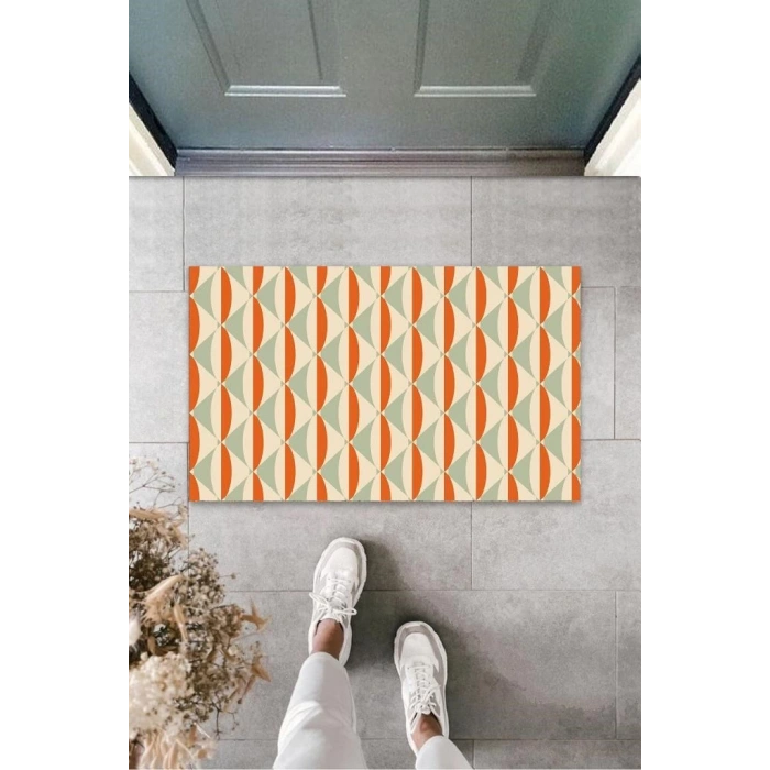 Turuncu Kapı Önü Paspası Modern Desen  K-3242