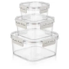 BUFFER® 3lü Pratik Silikon Contalı Sızdırmaz Kapaklı Sağlam İstiflenebilir Saklama Kapları
