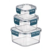 BUFFER® 3lü Pratik Silikon Contalı Sızdırmaz Kapaklı Sağlam İstiflenebilir Saklama Kapları