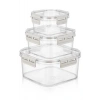 BUFFER® 3lü Pratik Silikon Contalı Sızdırmaz Kapaklı Sağlam İstiflenebilir Saklama Kapları