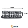 BUFFER® Gri  3lü Standlı Kapaklı Kaşıklı Cam Hava Sızdırmaz Baharatlık Takımı KC-386